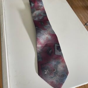 Burgundy and Gray Cosmic Pattern Tie